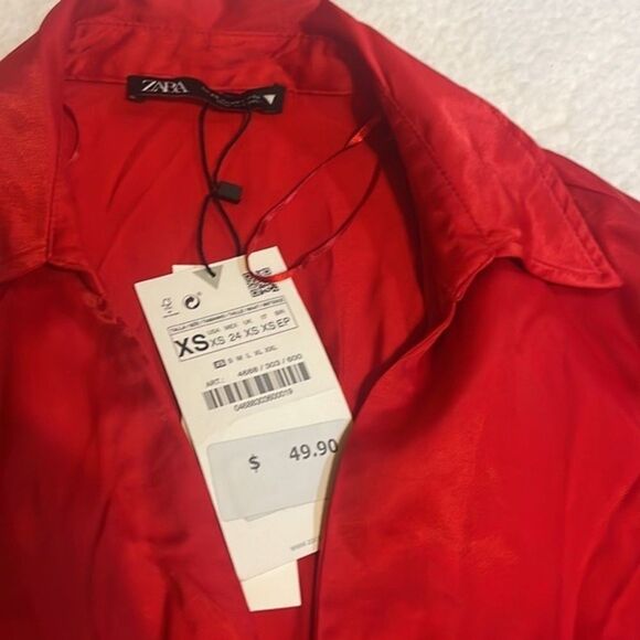 (C1) ZARA Blogger Red Satin Effect Draped Dress 4688/303. size xs - Picture 6 of 8